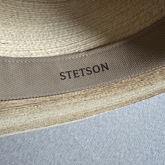STETSON Sandy Bay Palm Straw Outback Western Hat Adult 6 7/8 Natural Aged NEW - Picture 7 of 11